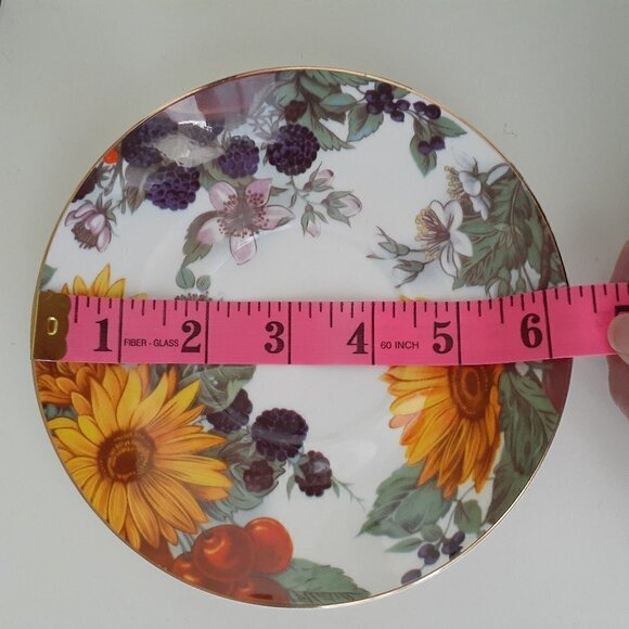 Gracie Bone China Vintage Sunflower & Blossoms Gold Rim Tea Cup & Saucer Set - Picture 9 of 10